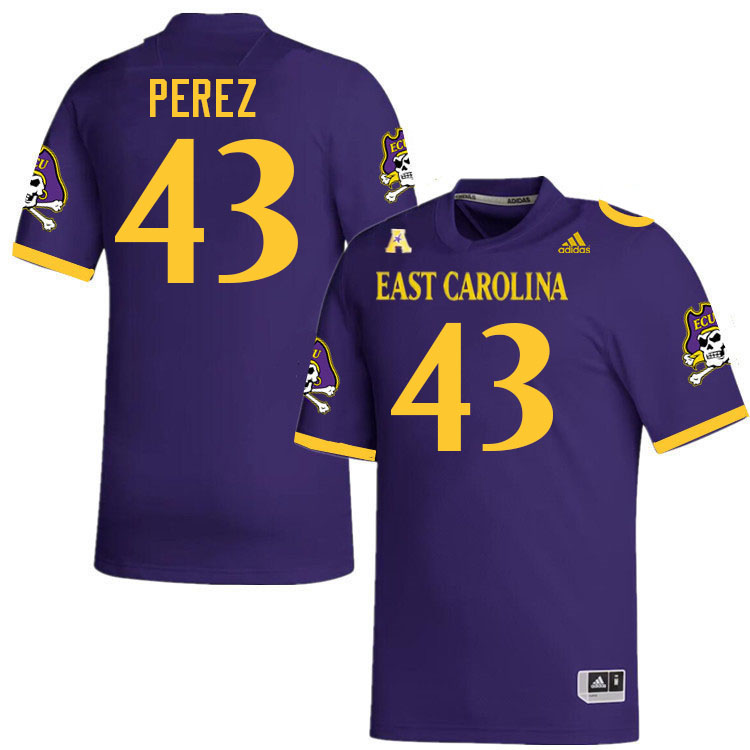 Noah Perez ECU Jersey,East Carolina Pirates #43 Noah Perez Jersey Youth College-Purple